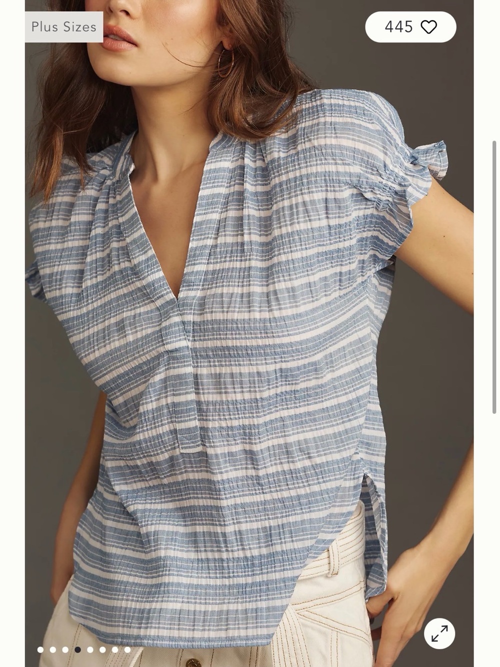 Anthropologie The Tatum flutter sleeve top in pink size 1X